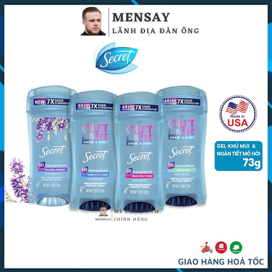 Lăn khử mùi nữ Secret, gel ngăn tiết mồ hôi và khử mùi Secret nhiều mùi hương - Có tem phụ nhập khẩu Mỹ