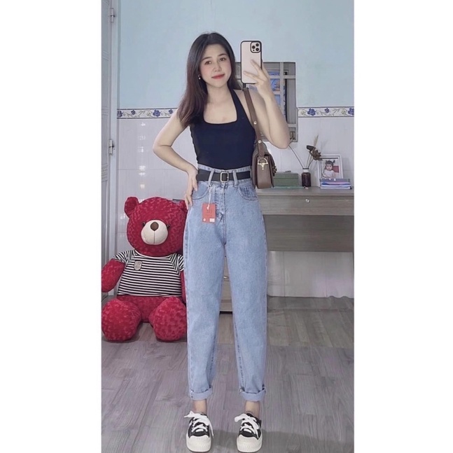 Set baggy jeans trơn + áo yếm