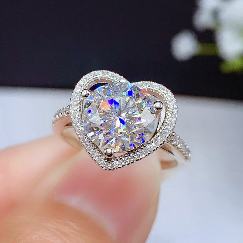 Nhẫn Trái Tim Đính Đá Zircon Phong Cách Mới