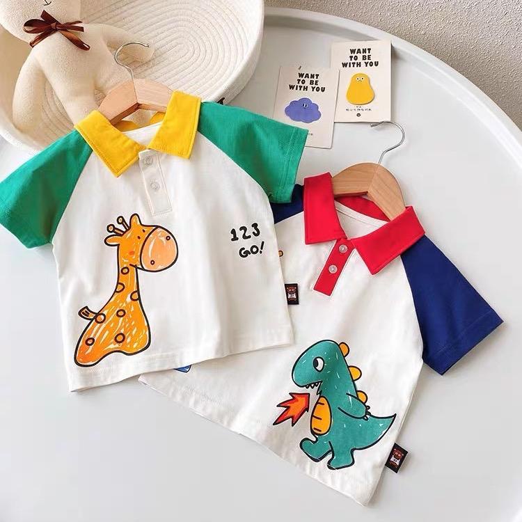 Áo polo khủng long ngộ nghĩnh cho bé