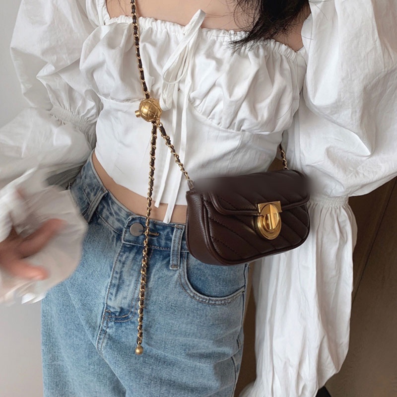 AlphaZ Túi Đeo Vai / Đeo Chéo Hình Vuông mini Đính Hạt Thời Trang Cao Cấp Có Khóa Đa Ứng Dụng