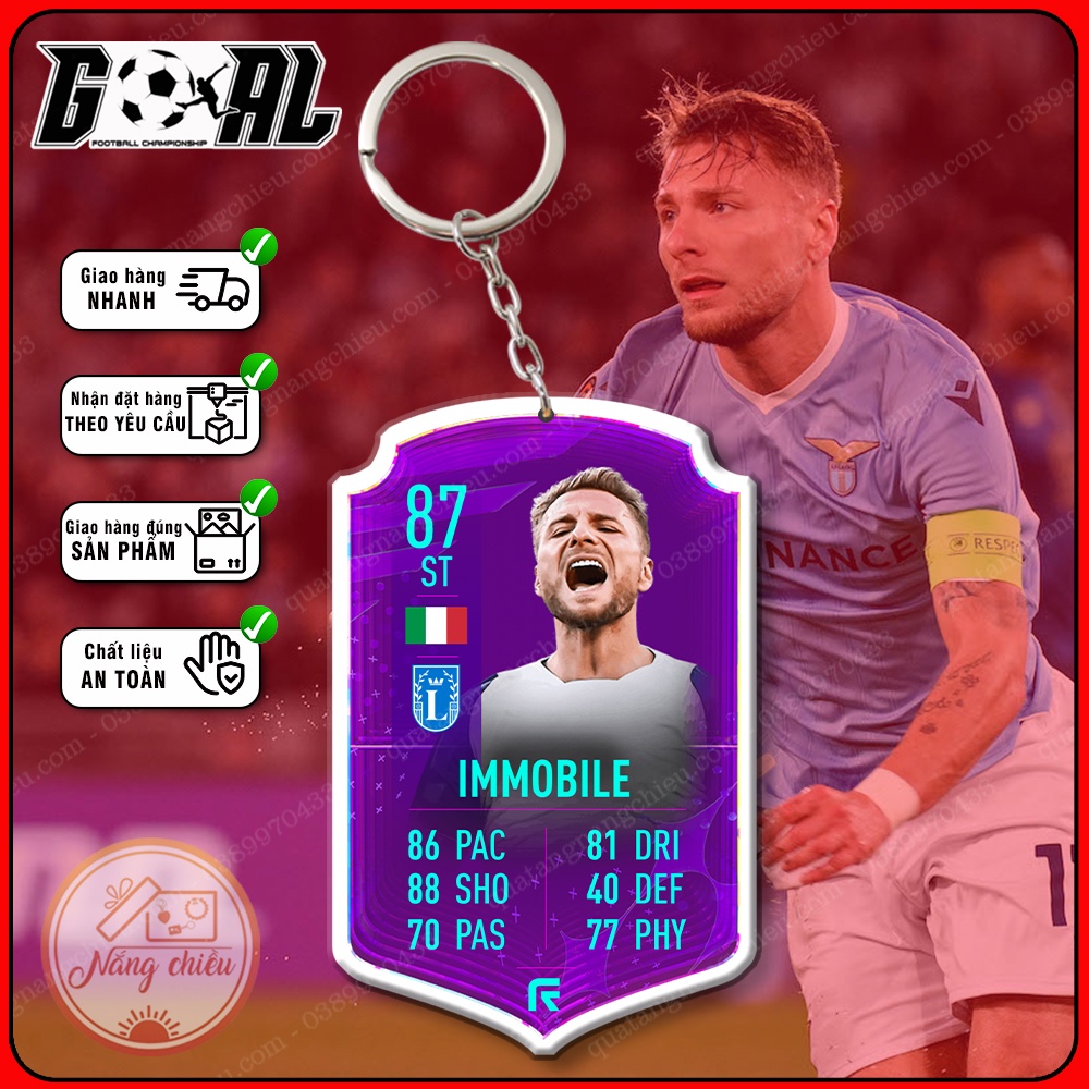 Móc khóa Ciro Immobile - cầu thủ yêu thích CLB Liverpool- phụ kiện treo balo gaming [9440-9451]