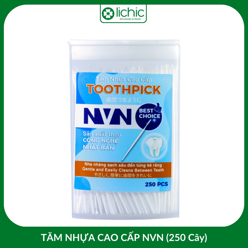 Tăm Nhựa Xỉa Răng Cao Cấp NVN Công Nghệ Nhật Bản Hộp 250 Cây Tăm