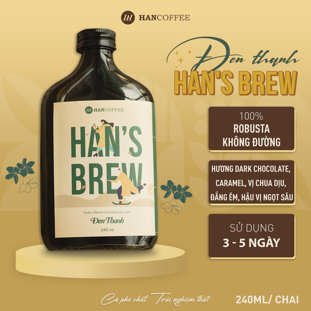 Cà phê đóng chai Cold Brew HANCOFFEE tiện lợi, chất lượng