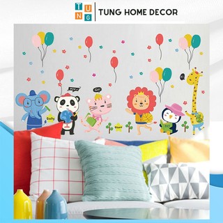 Decal dán tường cho bé học tung decor sk9321 thú bóng bay