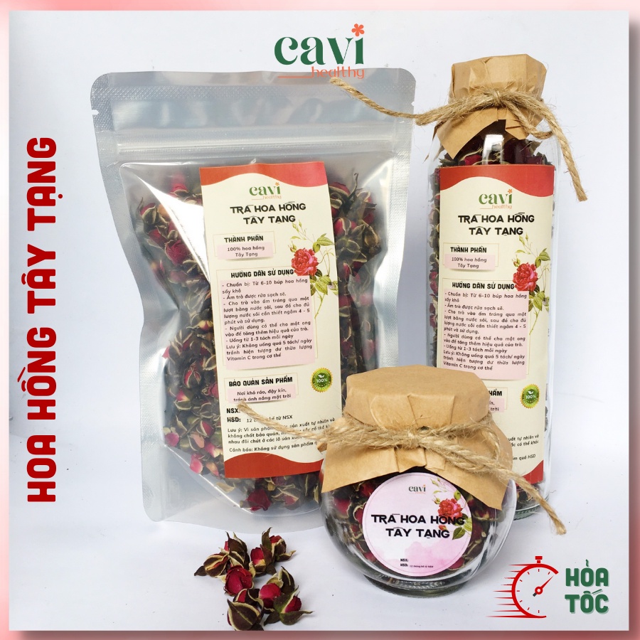 Trà Hoa Hồng Tây Tạng 100gr Sấy Khô Nguyên Nụ Thơm Đẹp Cavi Healthy Giảm Stress, Thải Độc