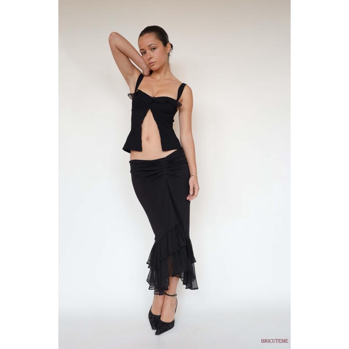 [] Áo Tank Top Không Tay Cổ Vuông Màu Trơn Ôm Dáng Móc Và Mắt Cho Nữ