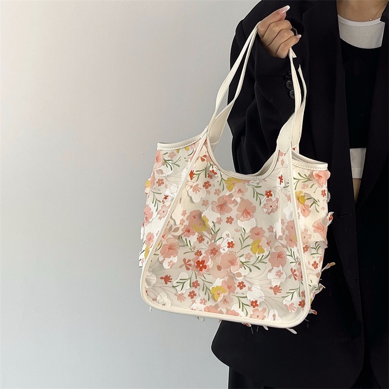 Mischa Túi Xách canvas Đeo Vai Sức Chứa Lớn Họa Tiết Hoa Thời Trang Cao Cấp