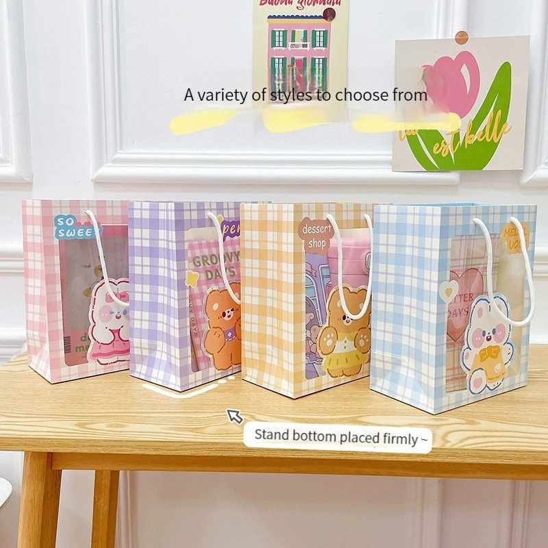 Túi Đựng Quà Sinh Nhật / Trà Sữa / Bánh Mì Kiếng Trung Suốt Hình Hoạt Hình Dễ Thương