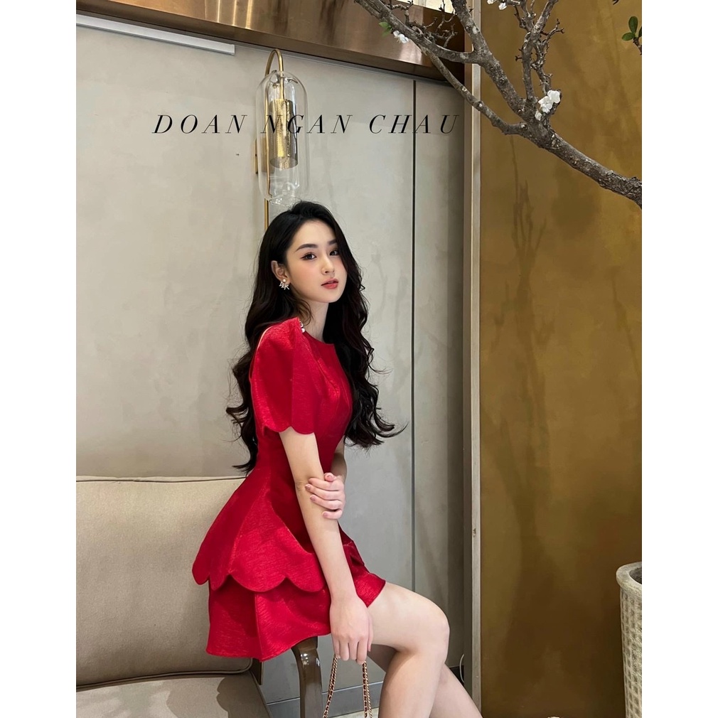 Set bộ nữ dự tiệc sang trọng áo tay ngắn cổ tròn khoét vai kèm quần dễ thương chất tapta xịn xò DX