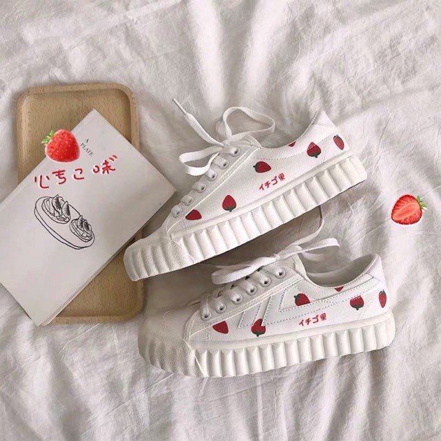 [ORDER] Giày nữ đế sọc in hình dâu