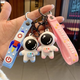 Hoạt hình không gian phi hành gia tên lửa hành tinh móc khóa dễ thương 3d spaceman dây móc khóa silicon móc khóa