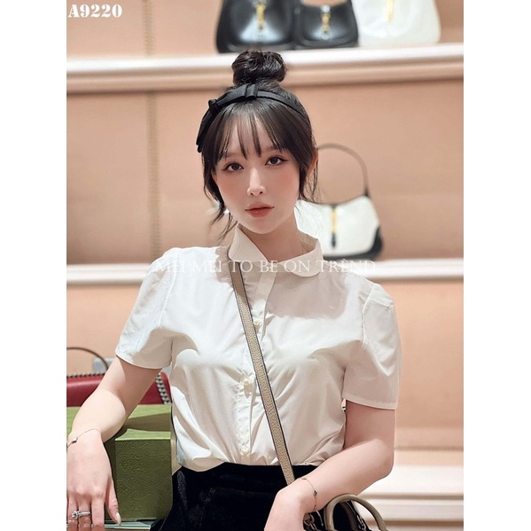 Áo sơ mi cúc ngọc cổ sen OMN85