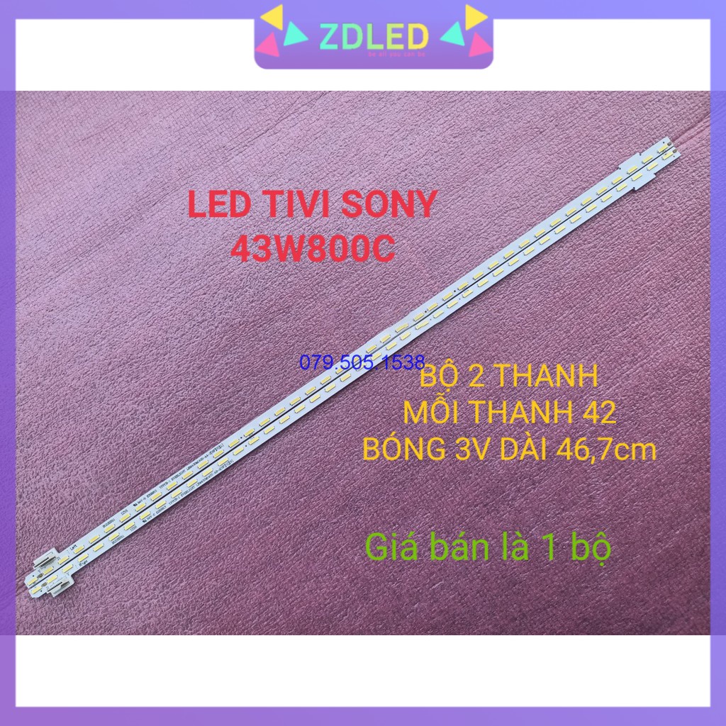 THANH LED VIỀN TIVI SONY 43W750C 43W800C, MỚI 100% BỘ 2 THANH TRÁI PHẢI, MỖI THANH 42 BÓNG 3V, DÀI 46,7cm