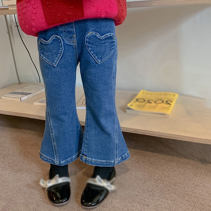 Quần jeans Ống Loe Co Giãn Phong Cách Hàn Quốc Thời Trang Xuân Thu Cho Bé Gái