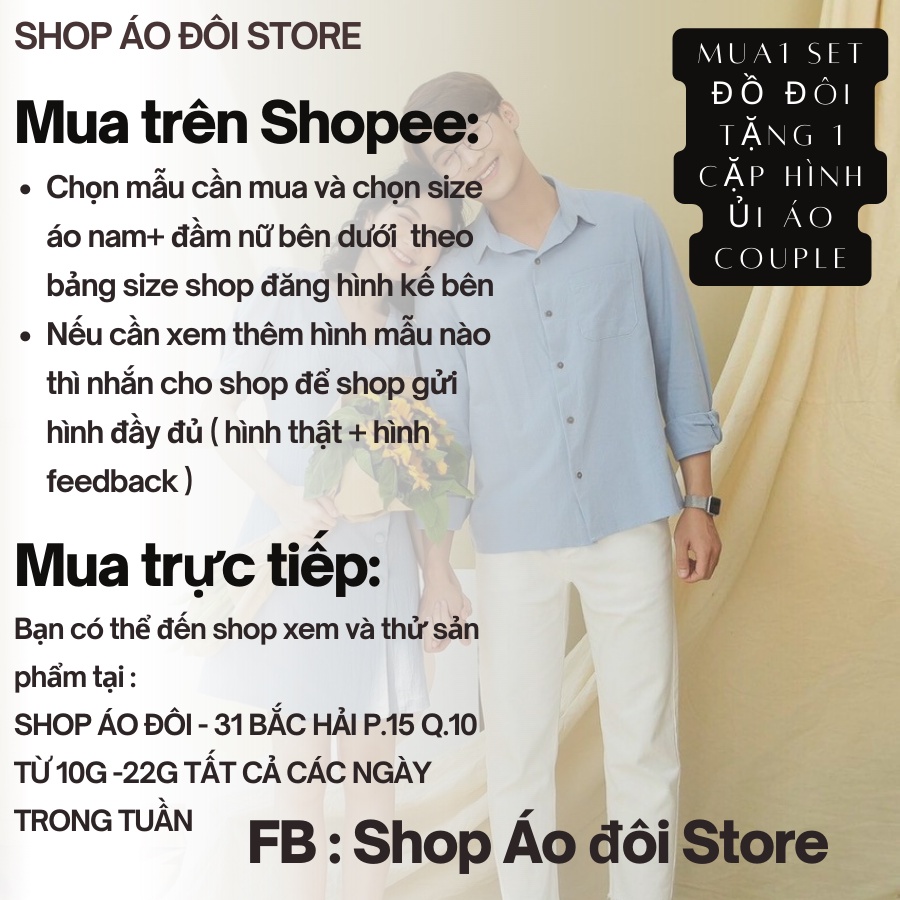 Đồ đôi nam nữ  dễ thương, chất đẹp để chụp hình cưới, đi du lịch