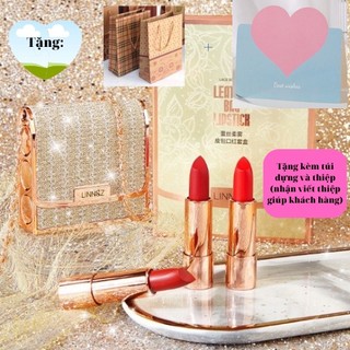 Set 3 cây son linnsz lace soft fog léther bag lipstick kèm túi xách sang trọng