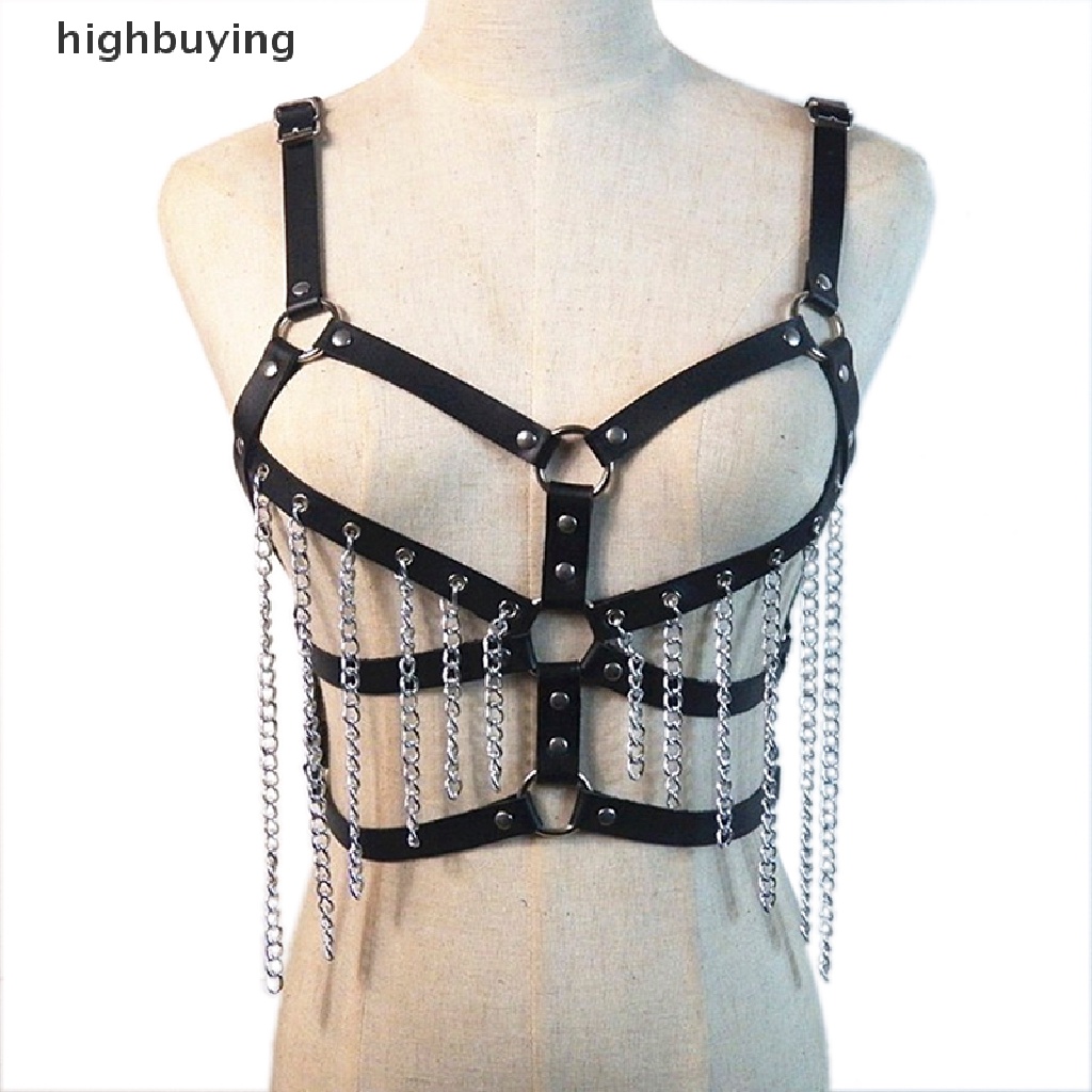 Đai Đeo Ngực Bằng Da Màu Đen Phong Cách Gothic Cho Nữ