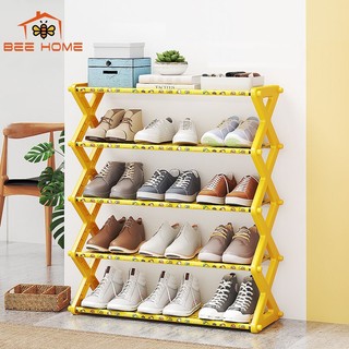 Kệ để giày khung nhựa, tấm lót vải chữ x - beehome - kệ để giày, dép 3 tầng/ 4 tầng/ 5 tầng