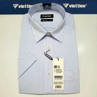 Aó sơ mi nam công sở Việt Tiến mã 1N3292NT3 ngắn tay ,chính hãng , cao cấp  - form suông REGULAR - tà bầu ,