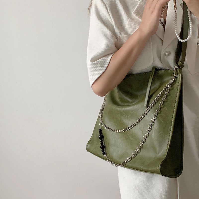 Mischa Túi Đeo Vai Da PU Màu Trơn Sức Chứa Lớn Dễ Phối Đồ Thời Trang Cao Cấp