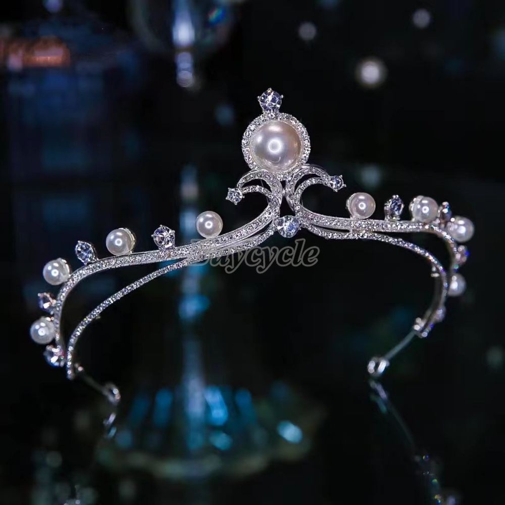 Vương Miện Cài Tóc Cô Dâu Đính Ngọc Trai Sang Trọng