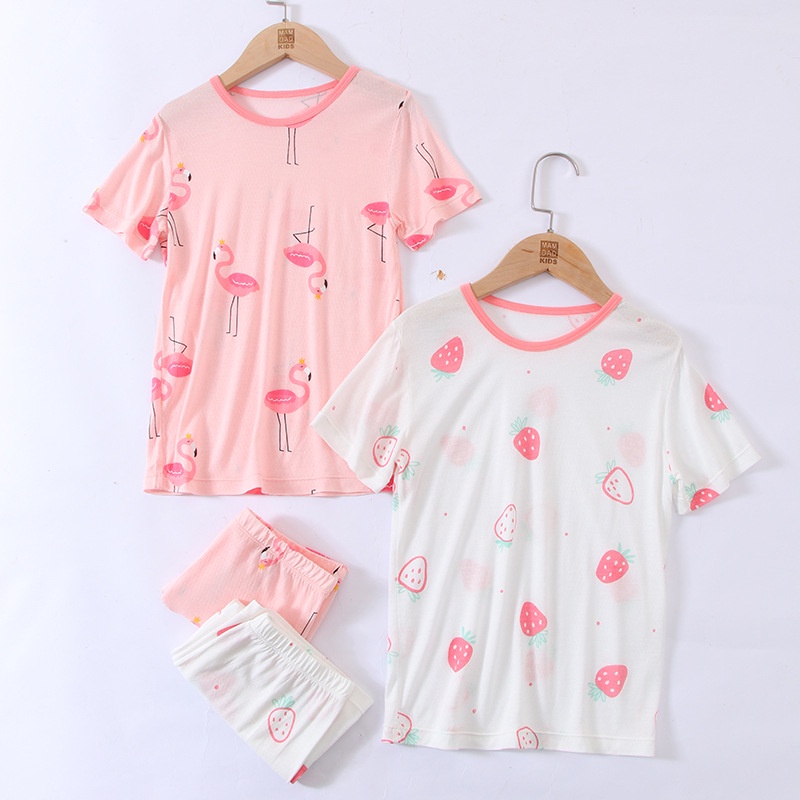 Bộ Đồ Ngủ Tay Ngắn Mỏng Thoáng Khí Phong Cách Mới Cho Bé Gái-KAD