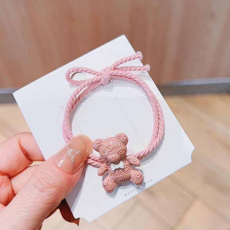 Dây Cột Tóc Cao Su Co Giãn Hình Gấu Hoạt Hình Dễ Thương Cho Bé Gái