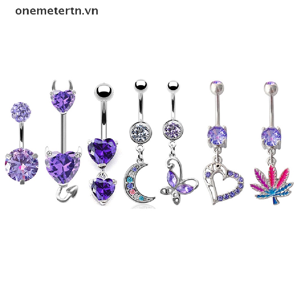 Khuyên Rốn Hình Bướm Và Trái Tim Đính Đá Zircon Gợi Cảm