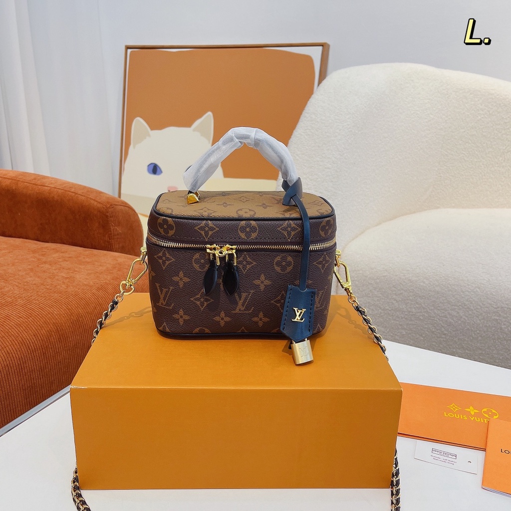 MWJG LV LOUIS VUITTON LV LOUIS VUITTON VANITY Small Handbag MONOGRAM Leather Women's Fashion Style Cosmetic Bag2022