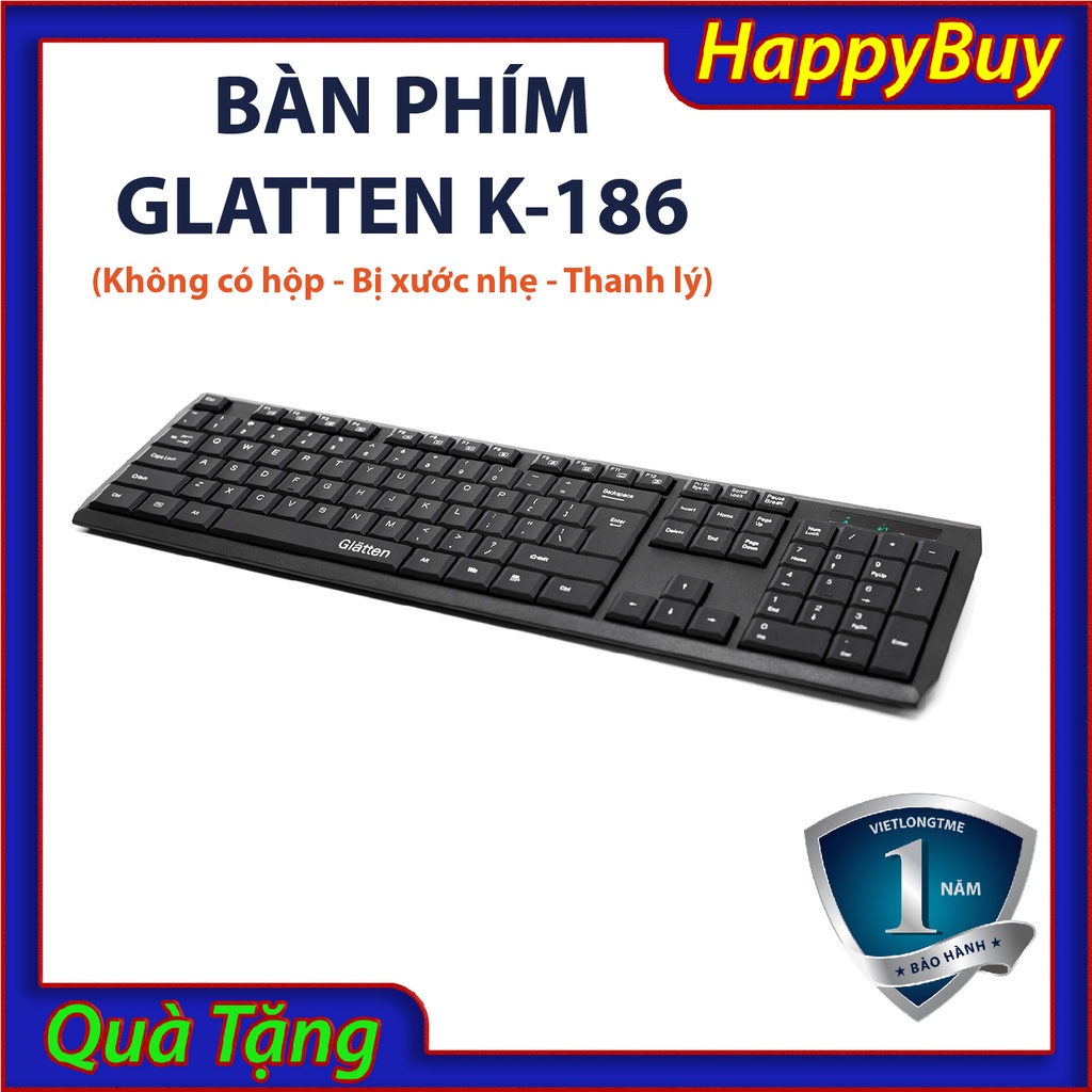 Bàn Phím Không Dây Glatten K-186 (Đen)