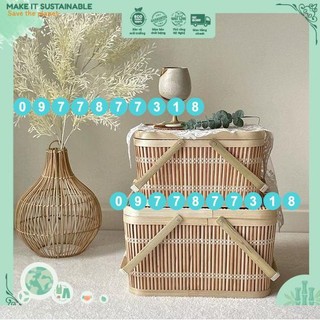 Giỏ tre picnic/ đi du lịch/ trang trí, đựng đồ tiện lợi