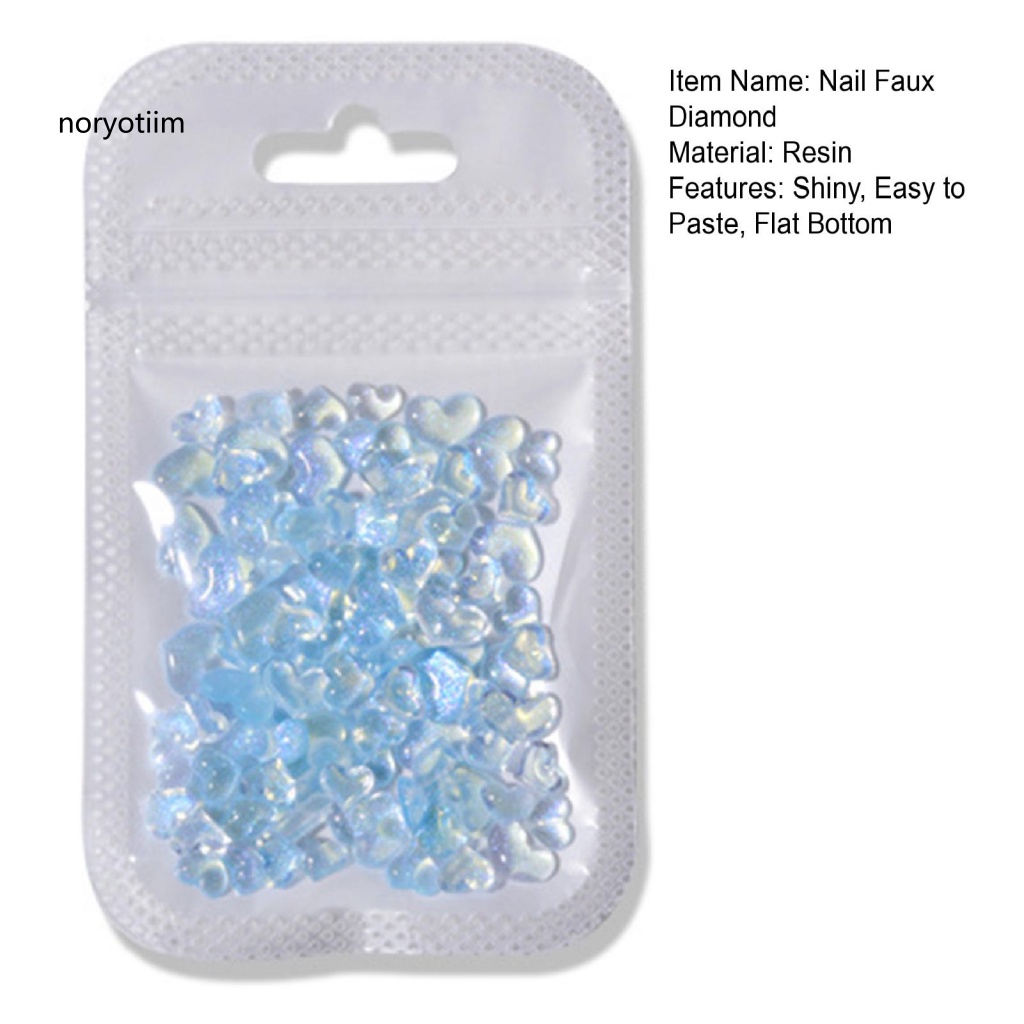 Set 100 Móng Tay Giả Đính Đá Trái Tim Ba Chiều Lấp Lánh DIY