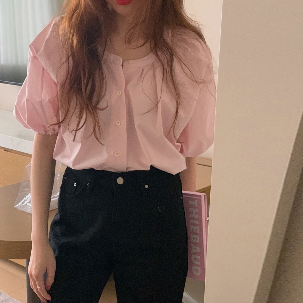 Áo Sơ Mi Ngắn Tay Dáng Rộng Phối Nhiều Nút Thời Trang Mùa Hè