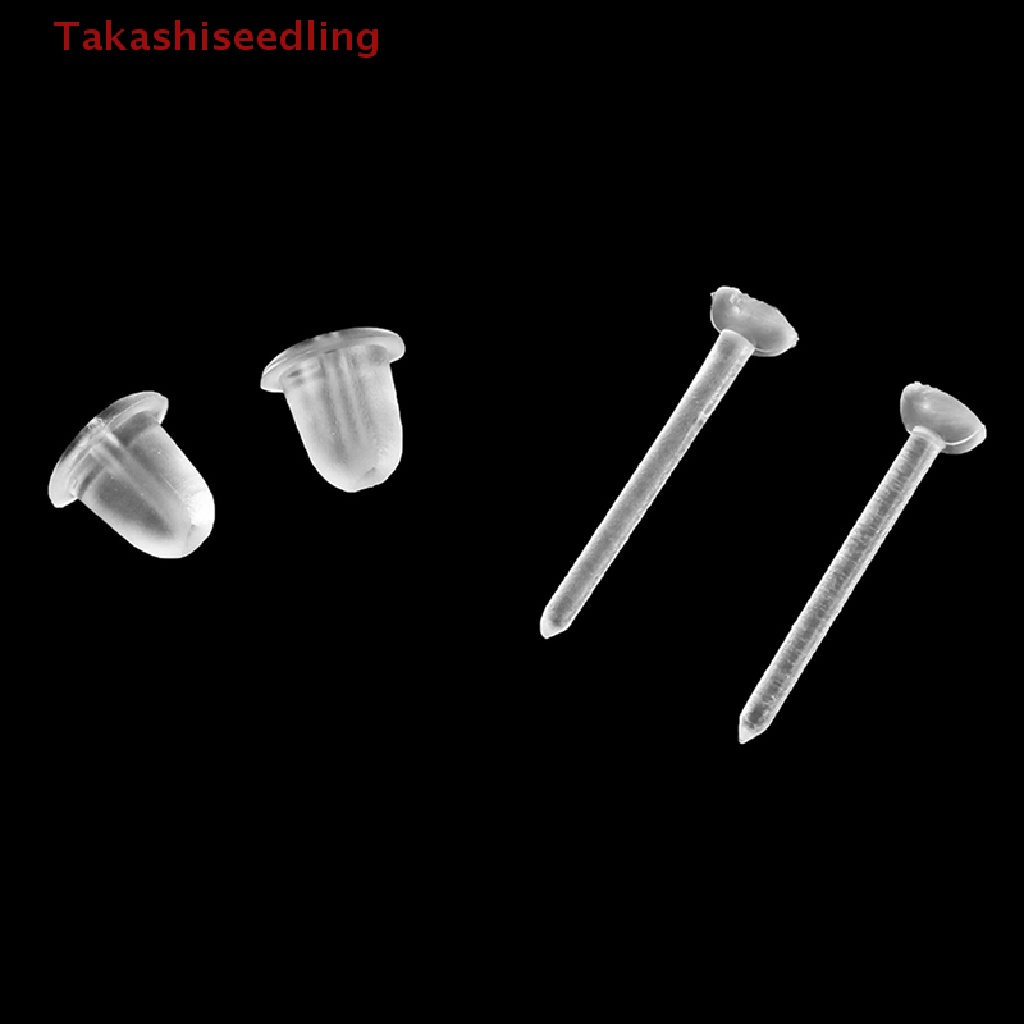 (Takashiseedling) Set 100 Bông Tai Nhựa Trong Suốt Và Sau Tai