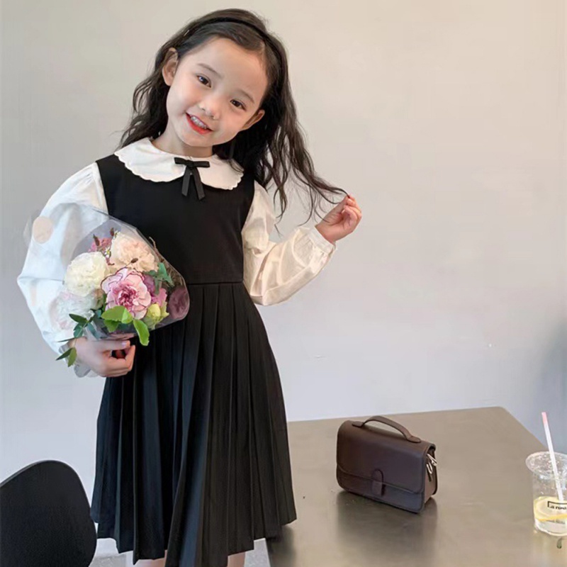 Set Áo Sơ Mi Cổ Búp Bê Và Chân Váy Phong Cách Hàn Quốc Cho Nữ