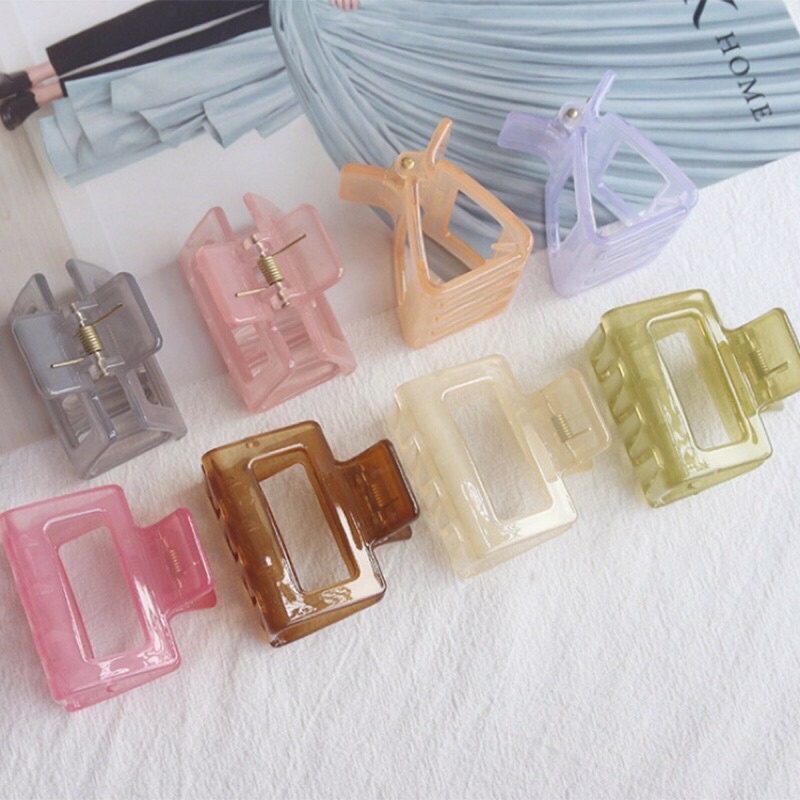 Kẹp tóc nhựa gắp vuông vintage phong cách Hàn Quốc