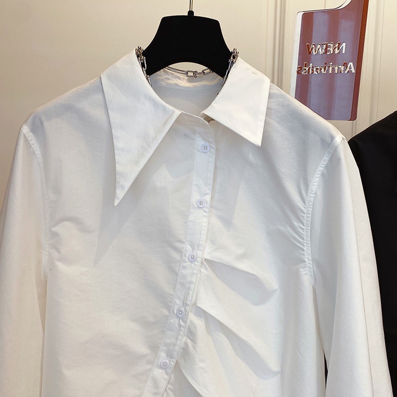Áo Sơ Mi Tay Dài Dáng Rộng Cao Cấp Phong Cách Pháp Thời Trang Xuân Thu Cho Nữ