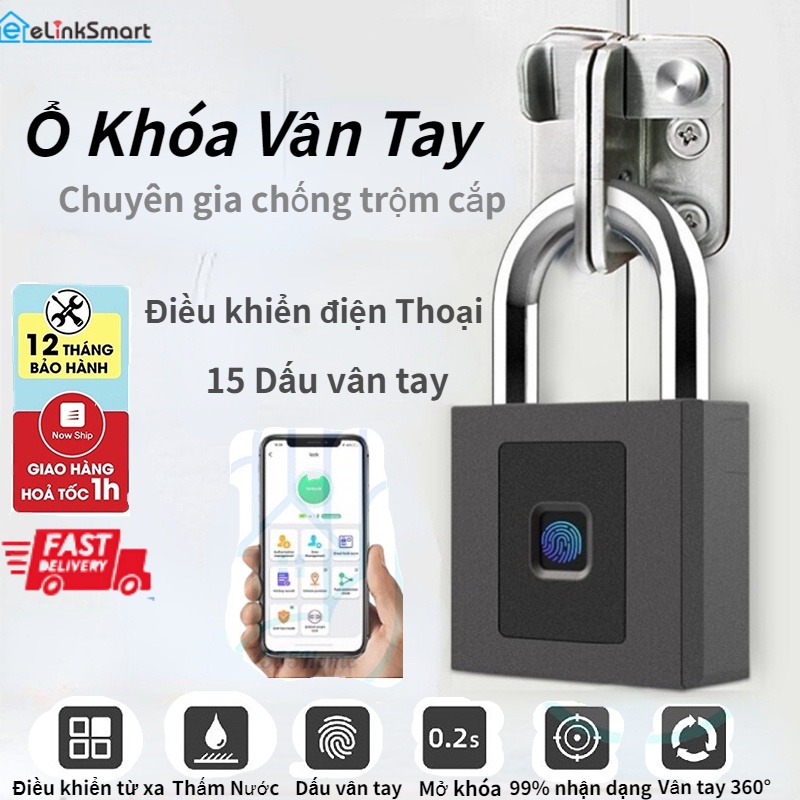 ổ khoá chống trộm khóa vân tay chống cắt Premium Chống thấm nước IP65 Smart lock Elinksmart