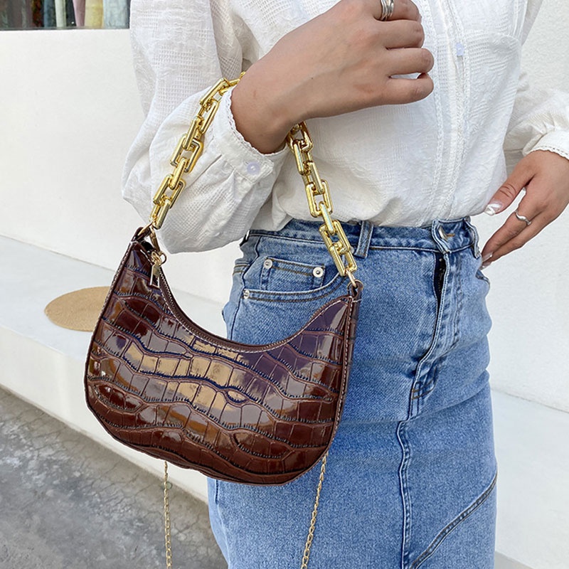 Mischa Túi đeo dưới cánh tay Da PU Màu Trơn Họa Tiết Vân Đá Phong Cách Hàn Quốc Thời Trang