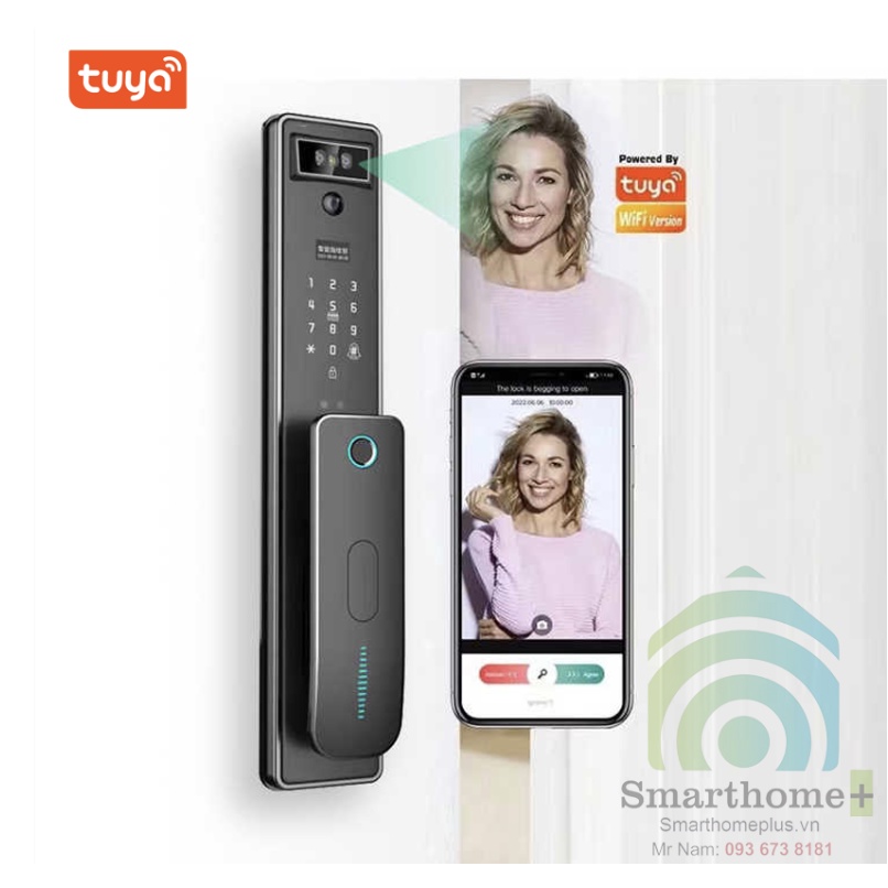Khóa Cửa Thông Minh Nhận Dạng Khuôn Mặt Face ID Wifi Tuya SHP-DL11F7