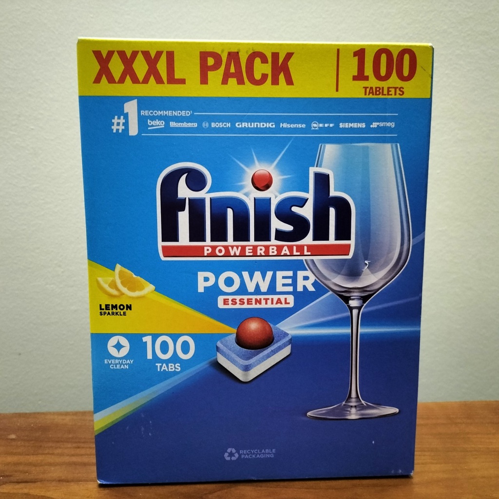 Viên rửa bát Finish Power Esential 100 viên (Finish All In 1 Dishwasher Tablets)