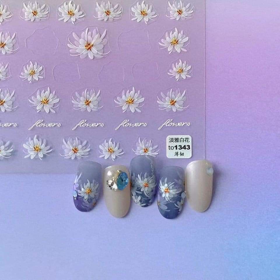 Sticker dán móng , nail sticker trang trí hình hoa bỉ ngạn