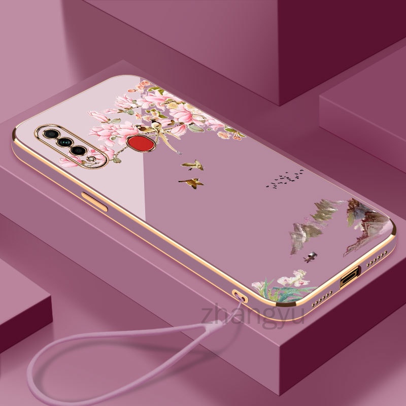 ốp lưng OPPO A8 OPPO A31 2020 Chim nhỏ Tranh sơn thủyTrường hợp điện thoại Siêu mỏng mạ điện chống sốc trường hợp điện thoại OPPO A8 OPPO A31 2020