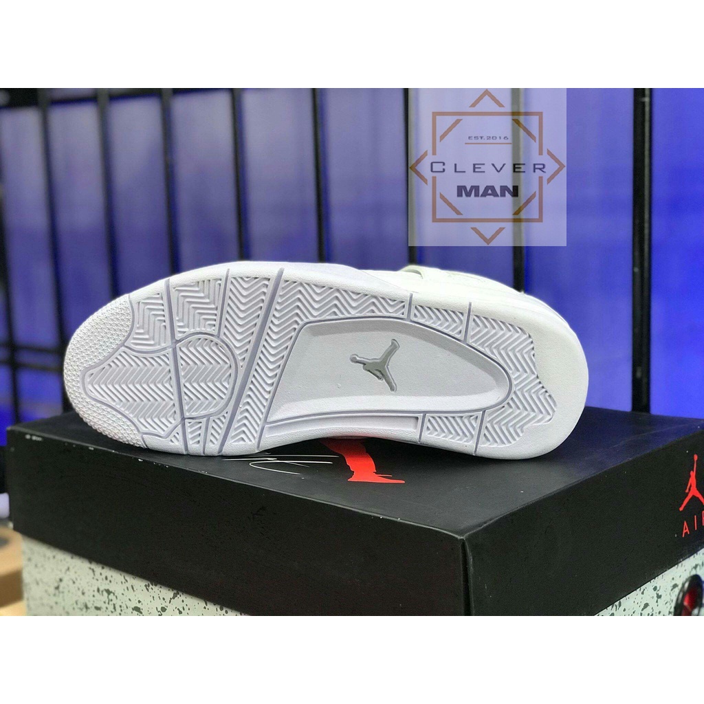 Giày Thể Thao Air Jordan 4 Pure Money Full Trắng Cổ Thấp Cực Phong Cách Cho Cả Nam Và Nữ Clever Man Store