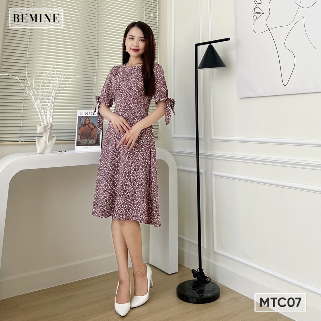 Đầm tay ngắn cột nơ BEMINE MTC07