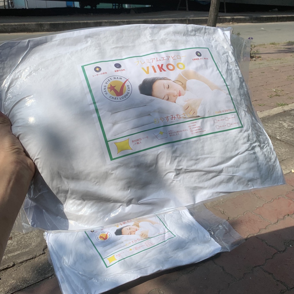 Ruột gối hơi cao cấp 40 x 60cm, 45 x 65cm, 50 x 70cm Vikoo chất liệu bông gòn có khoá kéo giặt được gòn