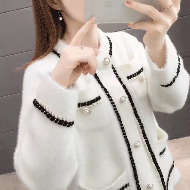 áo len nữ form rộng tăm cộc tay trễ vai mỏng cổ lọ áo khoác carigan thom browne local brand ngắn tay dày hàn quốc bigsize dáng dài Áo khoác len cardigan nữ retro áo len dệt kim lười Nhật Bản