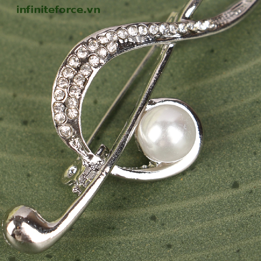 1 Huy Hiệu Cài Áo Hình Nốt Nhạc Đính Đá Thời Trang