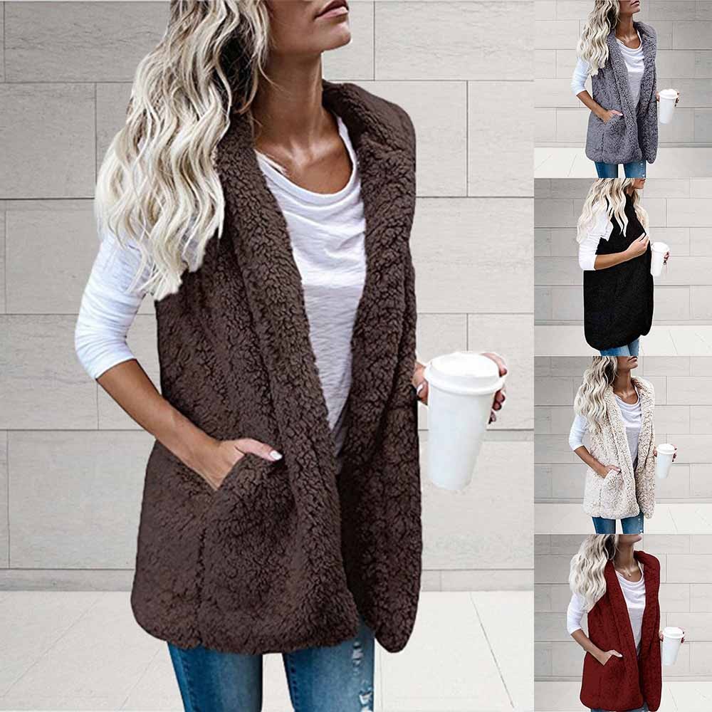 Áo Khoác Lông Cừu Sát Nách Giữ Ấm Plus Size Cho Nữ
